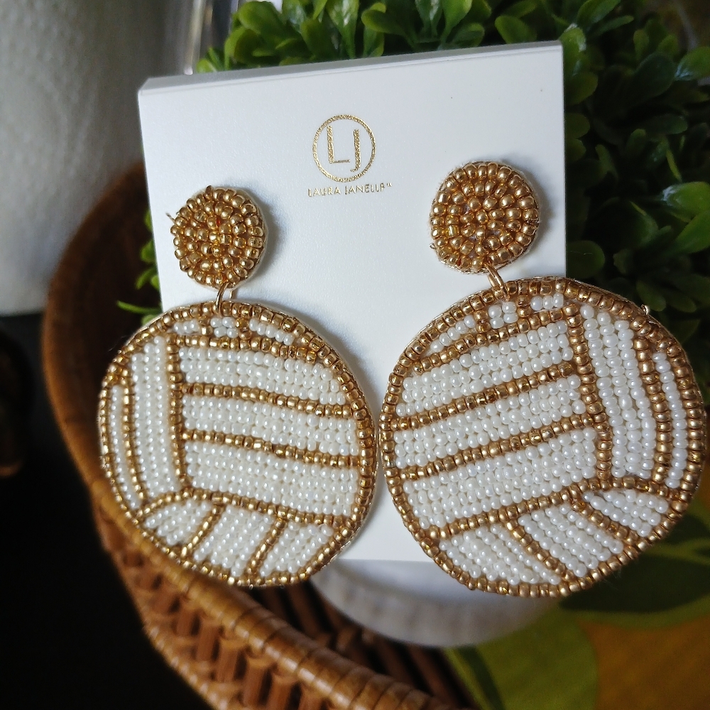 Laura Janelle Beaded Volleyball Earrings NEW
